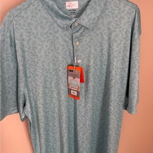 Greg Norman Light Teal Patterned Polo Shirt